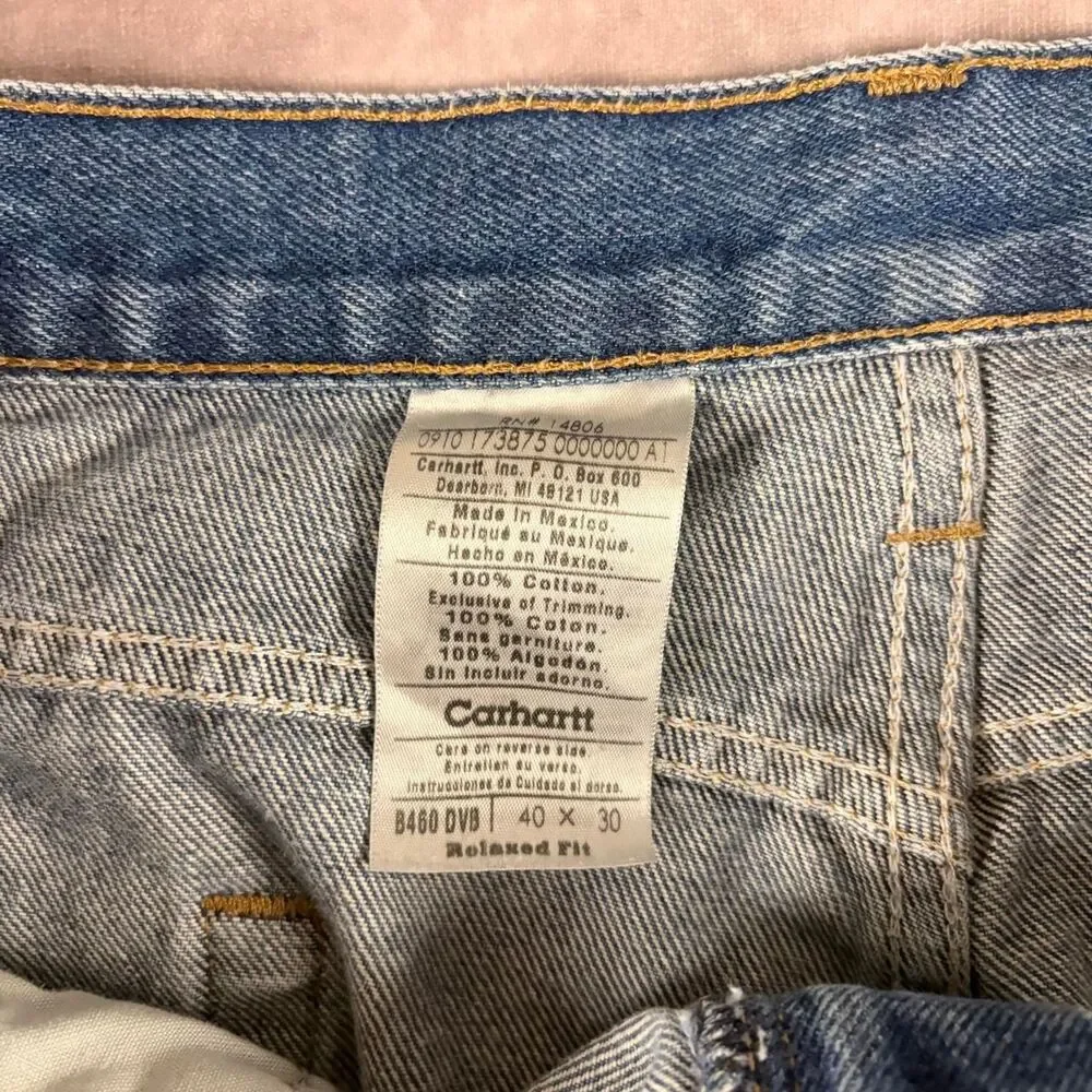 carhartt relaxed fit mid wash blue jeans